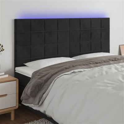 Vidaxl - T&ecirc;te de lit &agrave; led Noir 180x5x118/128 cm Velours Noir