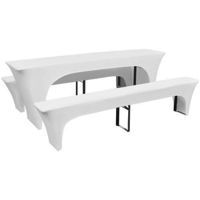 Housses de table et bancs Extensibles 3 pcs Blanc 220x70x80 cm