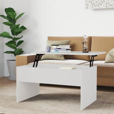Vidaxl table basse blanc brillant 80x50,5x41,5 cm bois d'ing&eacute;nierie