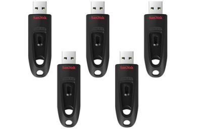 5 x SANDISK Cl&eacute; USB Ultra 128 Go USB 3.0 (SDCZ48-128G-U46) jusqu'&agrave; 130Mo/s