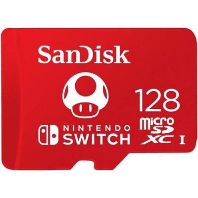 Carte m&eacute;moire microSDXC SanDisk 128 Go pour Nintendo Switch - Rouge - Vitesse de lecture 100 Mo/s 
