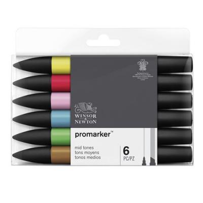 Set de 6 marqueurs Promarker - WINSOR & NEWTON - Tons moyens