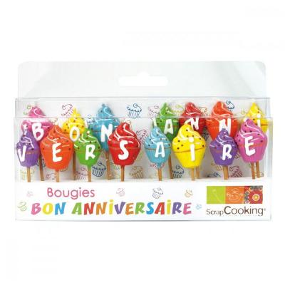 SCRAPCOOKING Lot de 15 bougies - Bon anniversaire