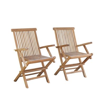 Fauteuil de jardin en teck massif pliant (lot de 2) - Marron