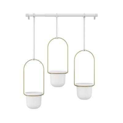 Umbra - Triflora Pot de fleurs triple, blanc / laiton