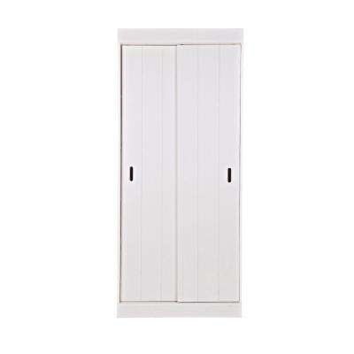 Woood Row - Amoire en pin massif &agrave; porte coulissante - Couleur - Blanc