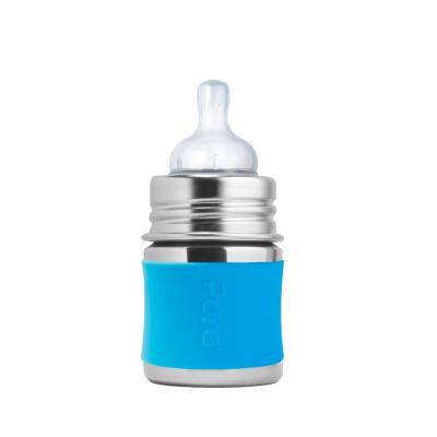 Pura - Biberon &eacute;volutif en inox - 150 ml - T&eacute;tine - Bleu