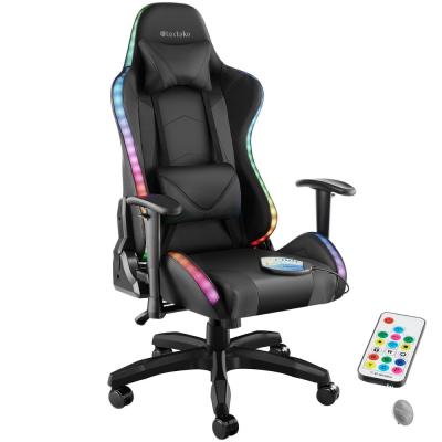 Chaise de gaming forme ergonomique avec dossier r&eacute;glable noir/noir