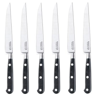 Sabatier Trompette 6 couteaux steak, Acier inoxydable, Noir