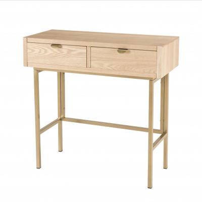 MACABANE ADELE - Console 2 tiroirs pieds m&eacute;tal dor&eacute;