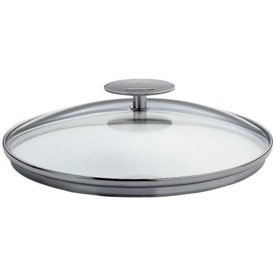 Couvercle en verre bomb&eacute; CRISTEL Platine - 28 cm