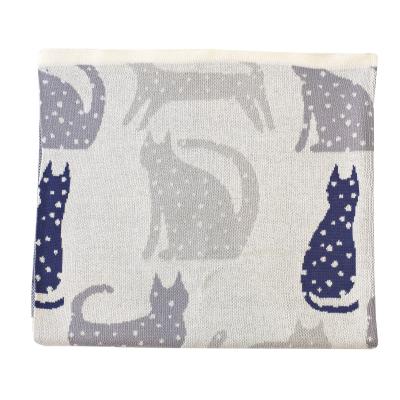 Couverture en coton bio- chat gris COUV-TRICOT-UK-CHAT-GRIS