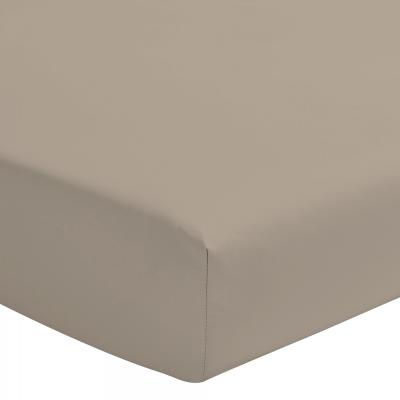 Drap housse uni 100% coton - Bonnet 25cm - Beige - 160x200 cm