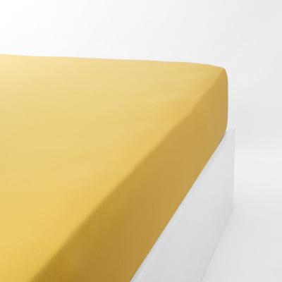 Drap housse jersey extensible en coton jaune or 120x190 cm