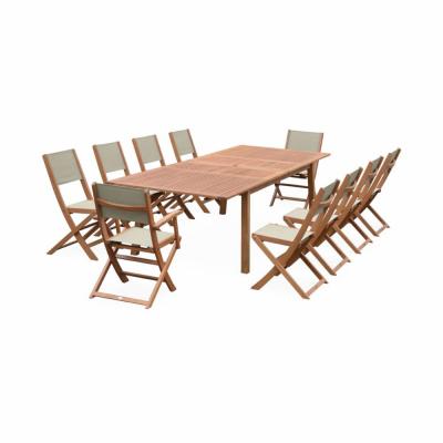Ensemble de jardin en bois eucalyptus 10 places gris