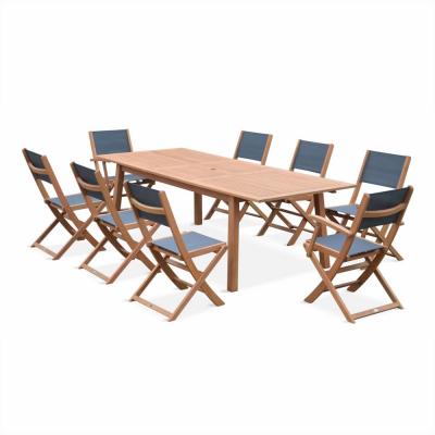 Ensemble de jardin en bois eucalyptus 8 places anthracite