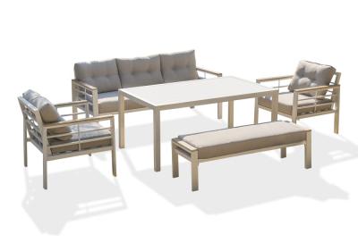 Salon de jardin bas Cayenne aluminium blanc DCB Garden 7 personnes