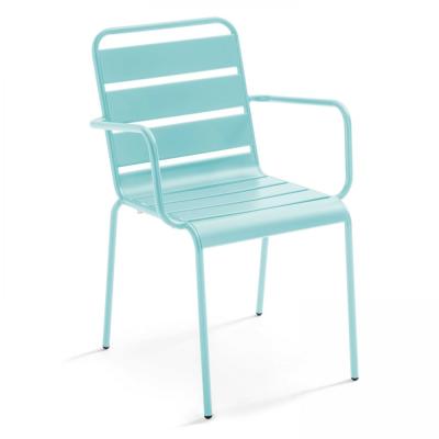 Palavas - Fauteuil de jardin en m&eacute;tal turquoise - Bleu