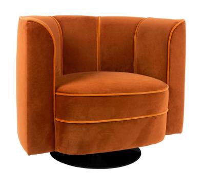 Dutchbone Flower - Fauteuil lounge en velours - Couleur - Orange