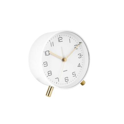 Horloge r&eacute;veil en m&eacute;tal lofty - diam. 11 cm - blanc