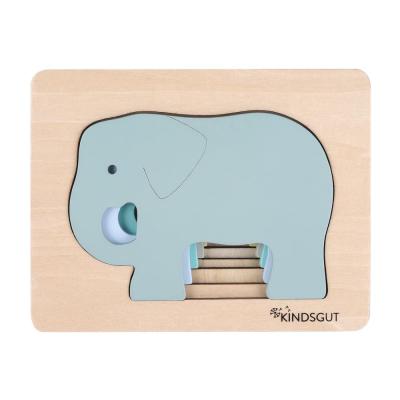 Puzzle animaux elephant en bois multicolore - Kindsgut