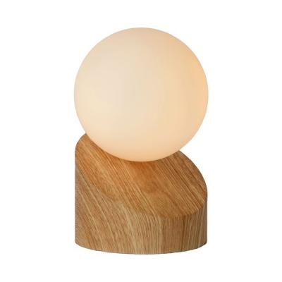 LEN-Lampe &agrave; poser imitation Bois et Verre interrupteur tactile &Oslash;10cm