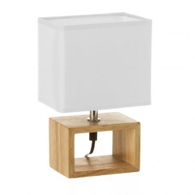 Lampe &agrave; Poser Rectangle Bois Abat-jour Blanc - Blanc
