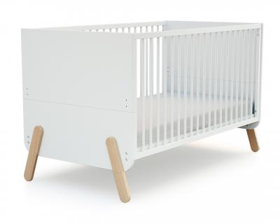 AT4 - Lit b&eacute;b&eacute; 70x140 &eacute;volutif PIRATE Blanc et H&ecirc;tre Verni