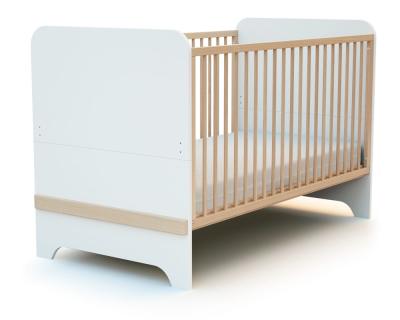 AT4 - Lit &Eacute;volutif 70x140cm CARROUSEL Blanc et H&ecirc;tre Verni