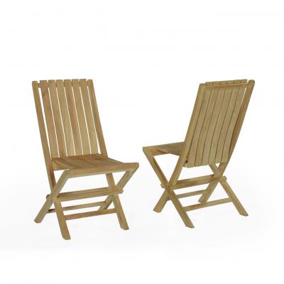 Chaises de jardin pliantes en teck karimun (lot de 2) - Naturel