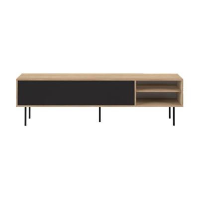 Meuble TV effet bois ch&ecirc;ne naturel et noir