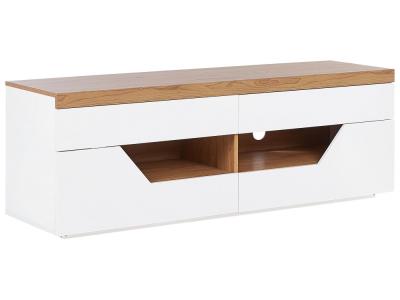 Meuble TV blanc et bois clair CHEVAL
