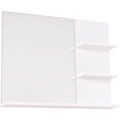 Miroir de salle de bain avec 3 &eacute;tag&egrave;res int&eacute;gr&eacute;es blanc