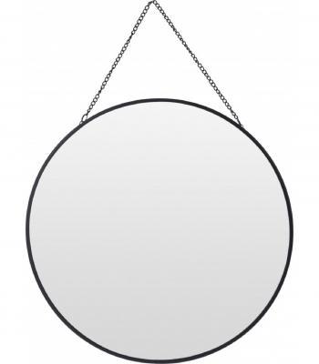 Miroir Noir Rond Suspendu avec Cha&icirc;nette - diam&egrave;tre 29cm 0,000000