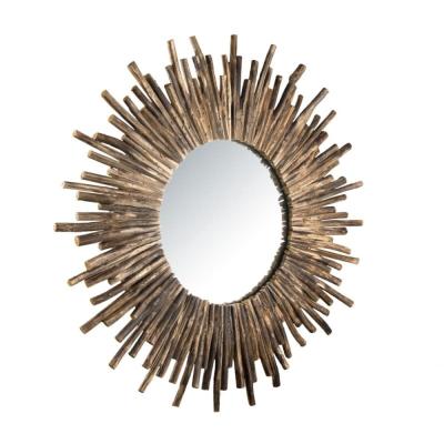 MACABANE LALY - Miroir rond marron 90x90cm soleil branches bois teck