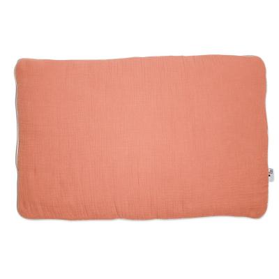 Oreiller b&eacute;b&eacute; plat et r&eacute;versible gaze de coton terracotta 35x40 cm