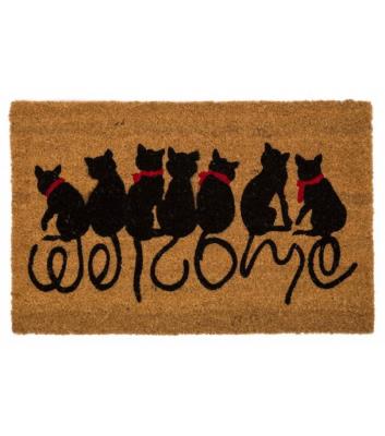 Paillasson Coco Welcome Chats - 60x40x1.5cm - Multicolore