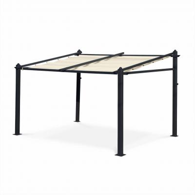 Pergola murale en aluminium - Murum 3x4m - Tonnelle Toile ecru - Ecru