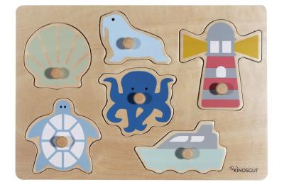 Plug-in puzzle Oc&eacute;an en bois multicolore - Kindsgut