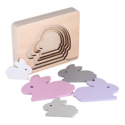 Puzzle animaux lapin en bois multicolore - Kindsgut