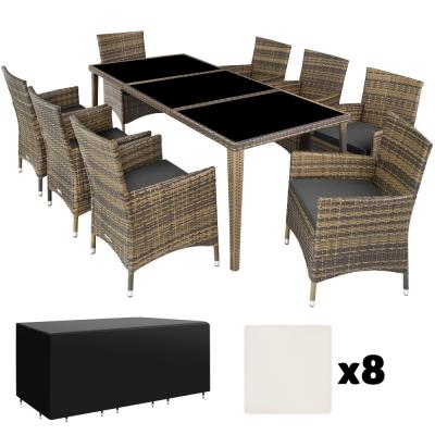 Salon de jardin MONACO 8 places avec 2 sets de housses + housse de protection