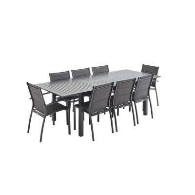 Salon de jardin en aluminium 8 places anthracite/gris