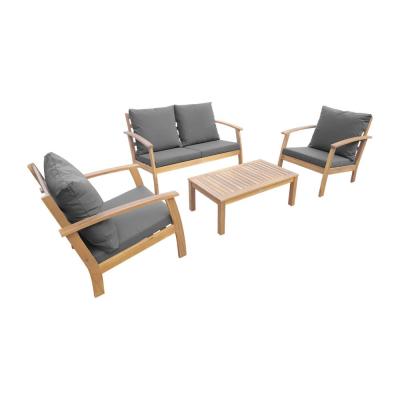 Salon de jardin en bois 4 places gris