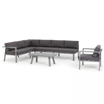 Salon de jardin d'angle 6 places + 1 fauteuil + 1 table basse