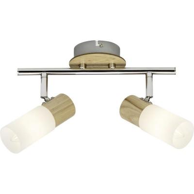 Rampe 2 spots, naturel, m&eacute;tal bois clair e14 max 3 W, BRILLIANT Babsan