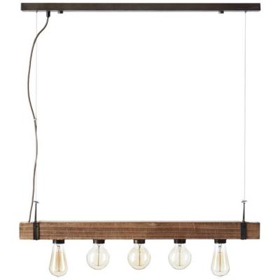 Suspension 5x e27 m&eacute;tal noir/bois BRILLIANT Woodhill