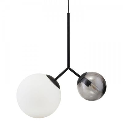 Lampe Suspension Noire Opal Twice Blanche et Grise Diam 26 & 15 cm