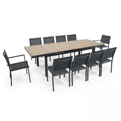 Table de jardin 8 chaises et 2 fauteuils en aluminium et c&eacute;ramique