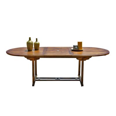 Table de jardin en teck huil&eacute; extensible ovale 8/10 pers. - Marron