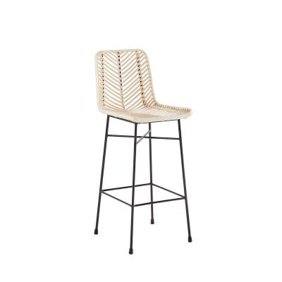 Tabouret de bar en rotin et m&eacute;tal - Naturel